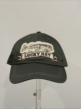 Infinity Headwear "Lucky Hat" Olive Green Embroidered Fish Patch Cap OSFM